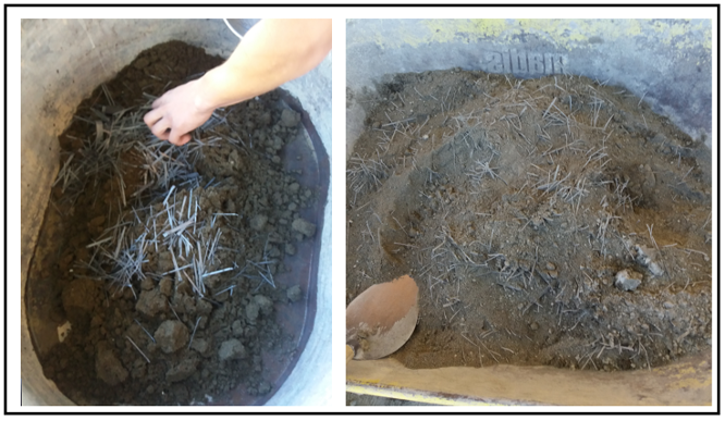 Manual mixing process of the mortar