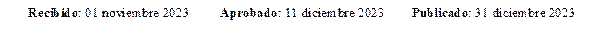 Recibido: 01 noviembre 2023 	Aprobado: 11 diciembre 2023 	Publicado: 31 diciembre 2023